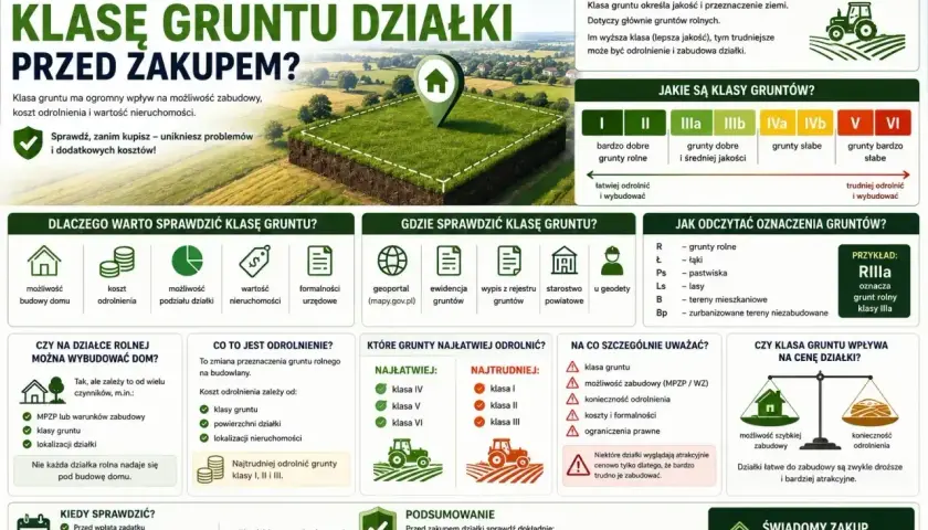 Klasa gruntu wpływa na zabudowę i wartość. Sprawdź ją przed zakupem, by uniknąć problemów.