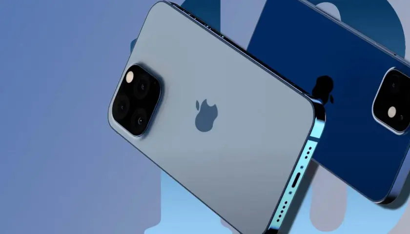 Dwa iPhone'y 13 w zbliżeniu, jeden jasnoszary, drugi granatowy. Zwróć uwagę na pojemność baterii i aparat.