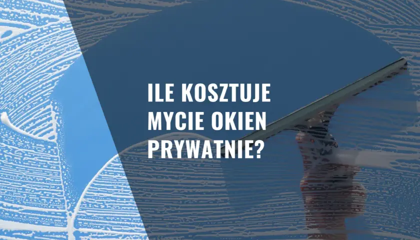 Mycie okien z użyciem ściągaczki i piany na tle błękitnego nieba.