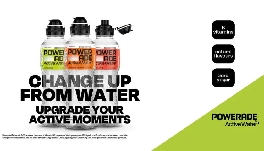 Powerade Active Water: B-Vitamine, natürliche Aromen, null Zucker. Ist Powerade gesund? Ja, als Teil einer ausgewogenen Ernährung.