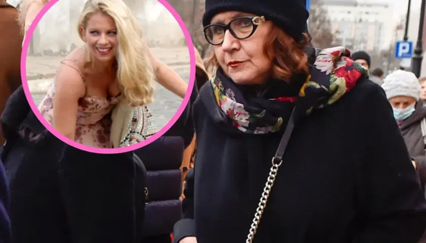 Agata Kryska-Ziętek w towarzystwie męża, uśmiechnięta blondynka w sukience w kwiaty.