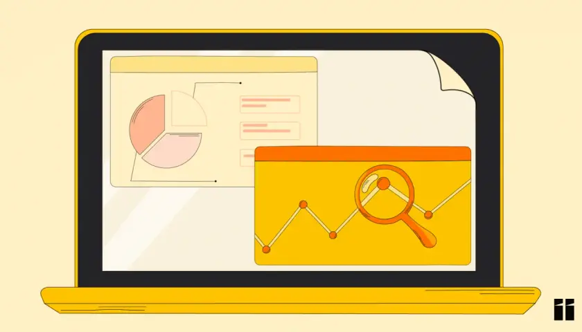 Analysez les données de votre blog avec des graphiques et une loupe sur un écran d'ordinateur.