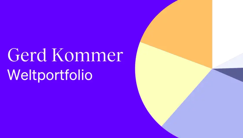 Gerd Kommer Weltportfolio: Eine visuelle Darstellung einer ETF Portfolio Empfehlung mit bunten Segmenten.