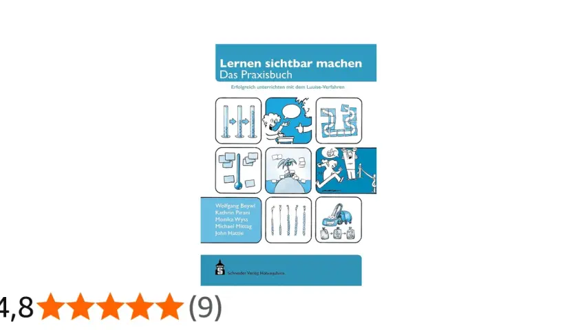 Praxisbuch "Lernen sichtbar machen" mit Illustrationen, die Lernprozesse in der Grundschule darstellen. Ideal für ein Lerntagebuch.