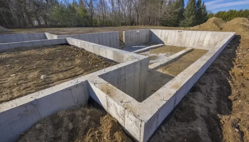 Betonowe fundamenty pod dom 100m2, gotowe do dalszych prac. Zastanawiasz się, ile kosztują fundamenty pod dom 100m2?