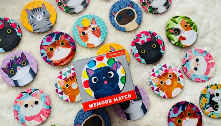 Gra memory match z kotkami to idealny pomysł na wielkanoc dla dzieci. Kolorowe kotki zachwycą każdego malucha.