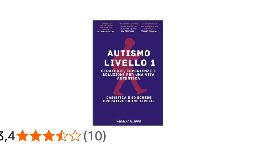 Copertina libro "Autismo livello 1" con citazioni e silhouette di una persona. Offre strategie per una vita autentica.