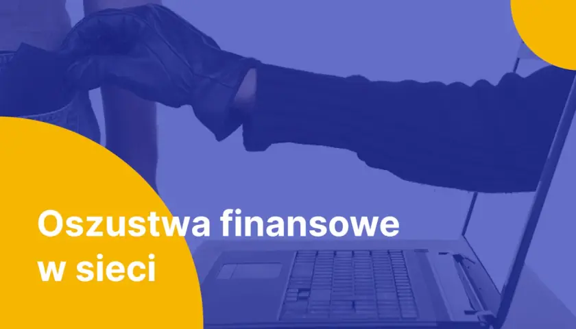 Ręka w rękawiczce wyciąga coś z kieszeni, by włożyć do laptopa. Oszustwa finansowe w sieci to realne zagrożenie.