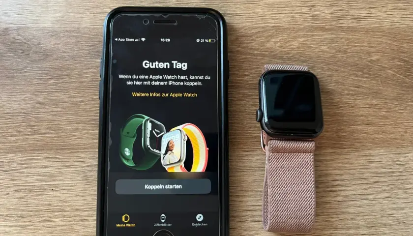 Apple Watch mit Android koppeln? Das iPhone zeigt die Option "Koppeln starten".