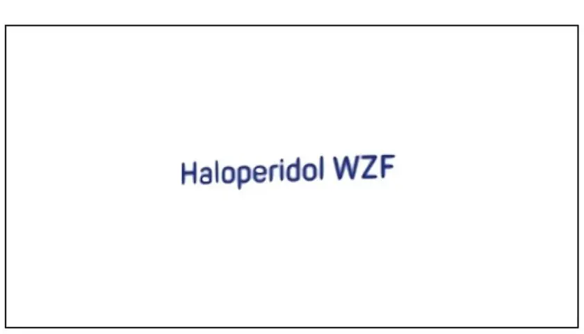 Napis "Haloperidol WZF" na białym tle.
