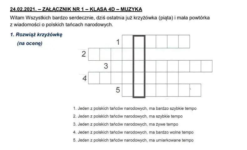 Vivace, allegro, presto - szybkie tempo w muzyce krzyżówka