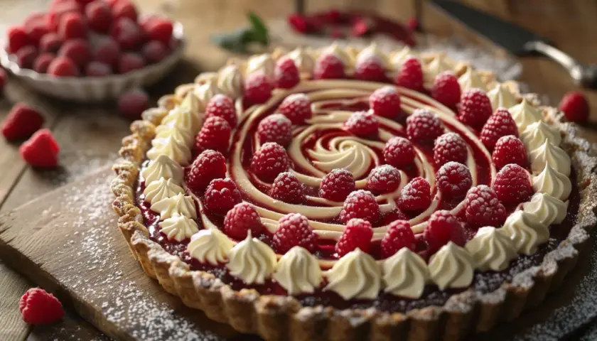 Tarta z kremem mascarpone i malinami - letni deser - przepis