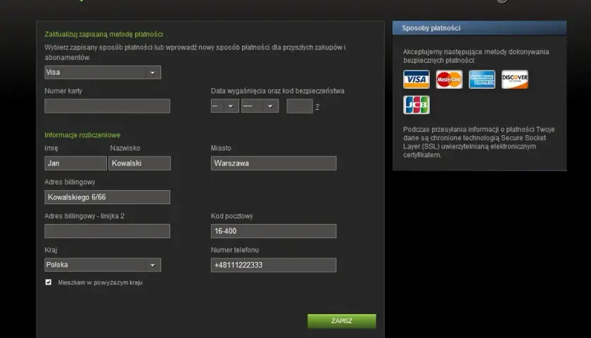 Wszystko co musisz wiedzieć o adresie bilingowym Steam - kompletny poradnik