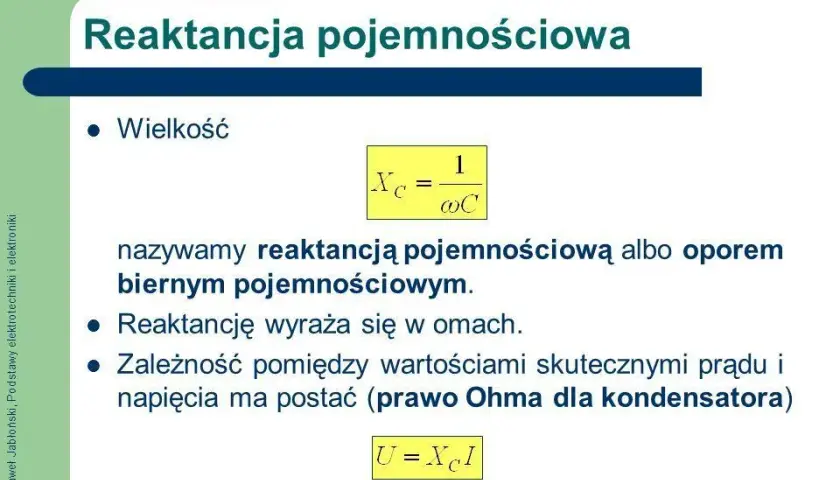 Reaktancja pojemnościowa kondensatora: kompletny wzór i obliczenia
