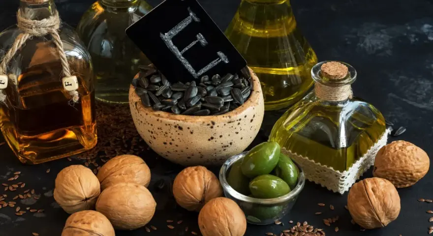 Olio, noci, olive e semi di girasole: ecco dove si trova la vitamina E, essenziale per il benessere.