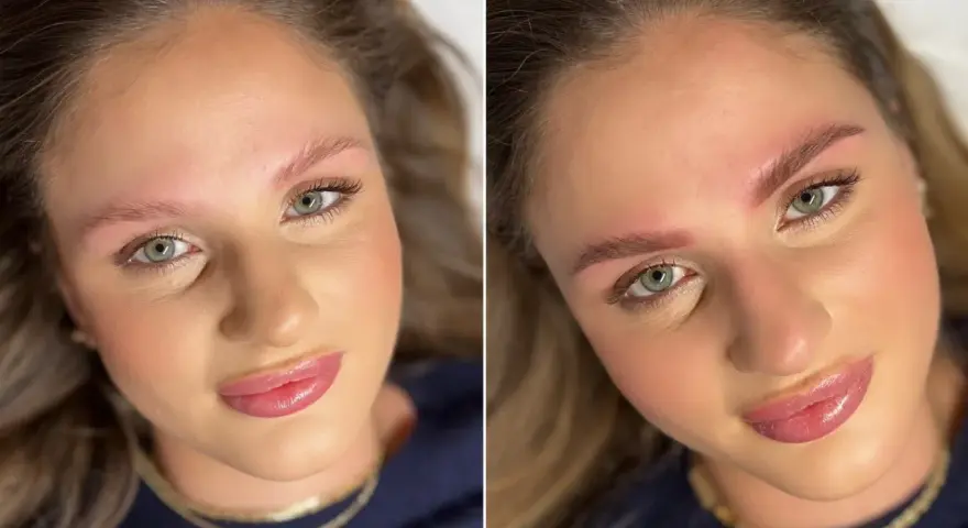 Przed i po: insta brows z efektem ombre. Piękne, naturalne brwi, które podkreślają spojrzenie.