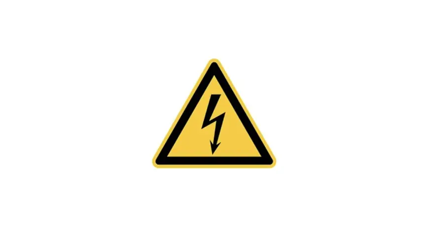 Gefahrensymbol: Blitz in einem gelben Dreieck. Vorsicht vor der "hour of power sekte"!