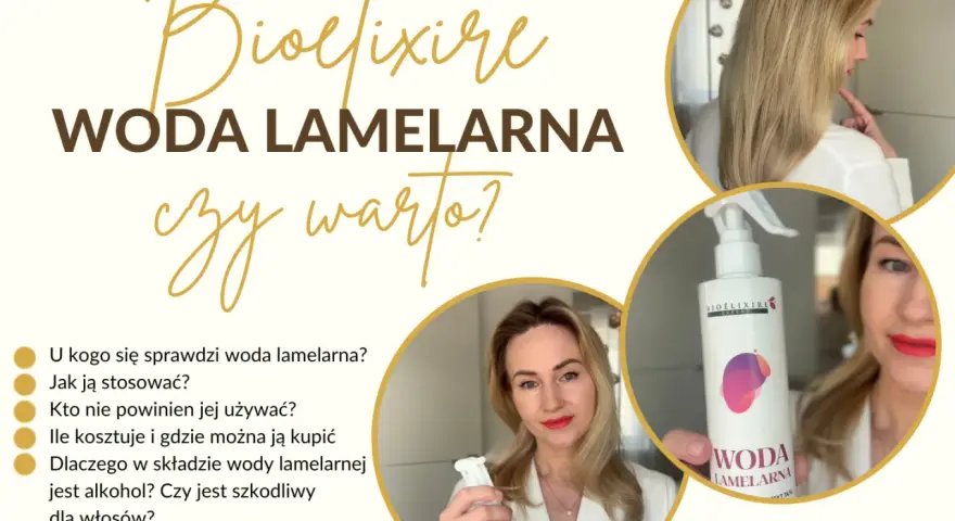 Woda lamelarna: czy jest szkodliwa? Kobieta z produktem do włosów i pytania o jego stosowanie, cenę i skład.