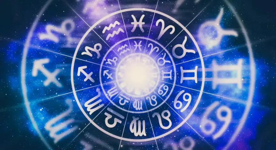 Koło zodiaku z symbolami astrologicznymi, w tym znakiem dla 14 września.