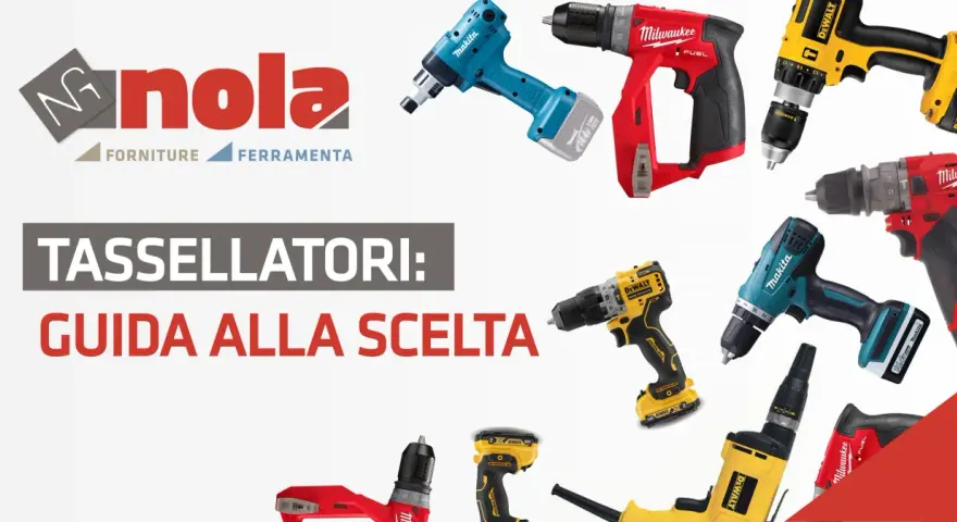 Vari trapani e tassellatori DeWalt, Makita e Milwaukee. Guida alla scelta per capire la differenza tra trapano e tassellatore.