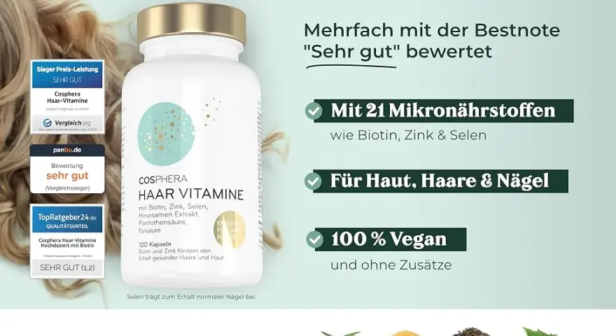 Cosphera Haar Vitamine: Verbessern Sie Ihr Haar mit hochwertigen Inhaltsstoffen