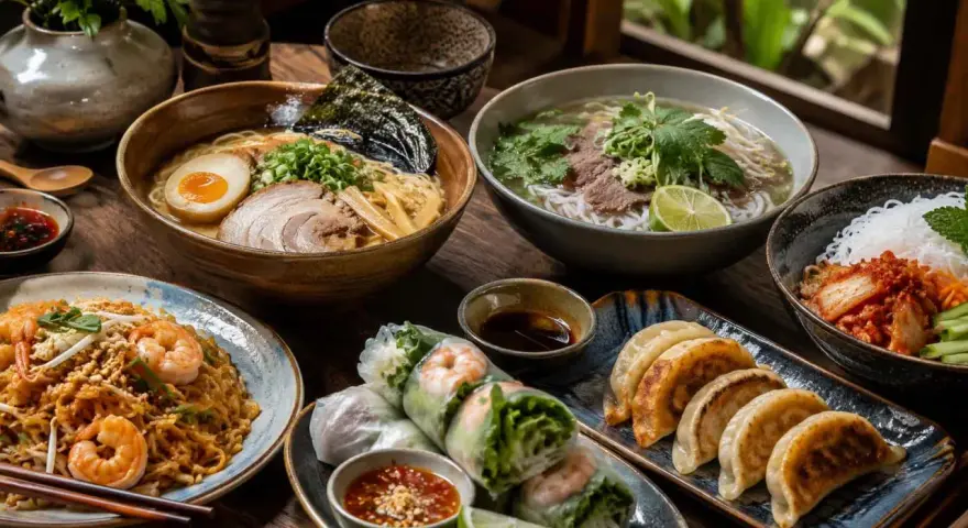Bogactwo smaków kuchni azjatyckiej: ramen, pho, pad thai, sajgonki, pierożki gyoza i kimchi. Prawdziwa uczta dla podniebienia!