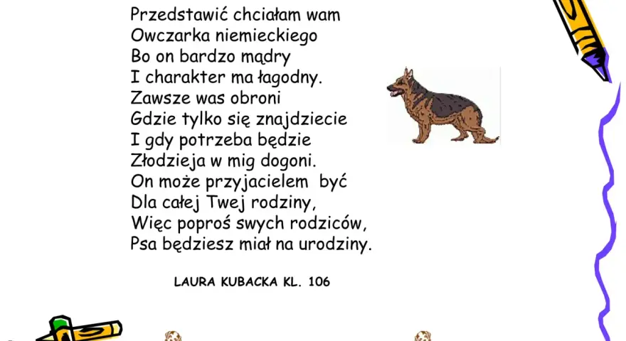 Wiersz "Pies przyjaciel" o mądrym owczarku niemieckim, który obroni i będzie towarzyszem. Mój pies wiersz.