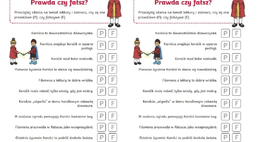 Test z lektury "Karolcia": Prawda czy fałsz? Sprawdź swoją wiedzę o przygodach Karolci i jej magicznym koraliku.