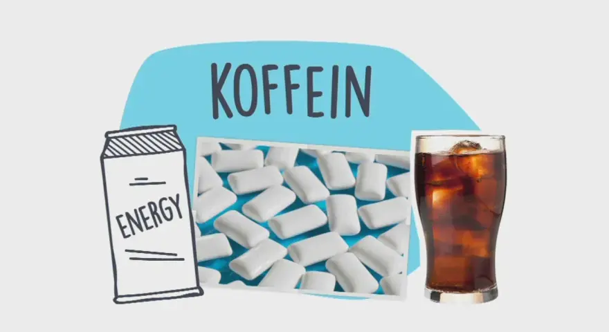 Koffein steckt in Energy Drinks, Eis und Cola. Hier sind Kaugummis, die auch Koffein enthalten.