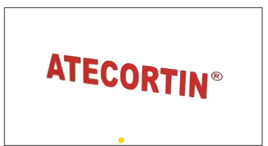 Czerwony napis ATE CORTIN® na białym tle. Pomoc w przypadku zatkanego ucha.