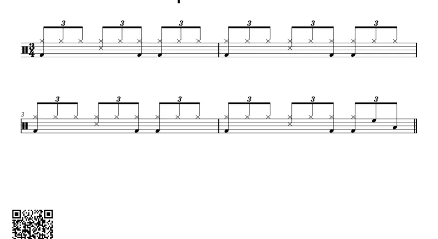 Pomysł na rytmy perkusyjne w metrum 3/4 z triolami. Ćwiczenie do gry w aplikacji Beat Note.