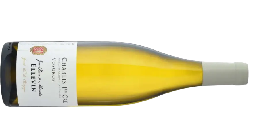 En flaska Chablis 1er Cru Vosgros från Ellevin, ett perfekt vin till hummer.