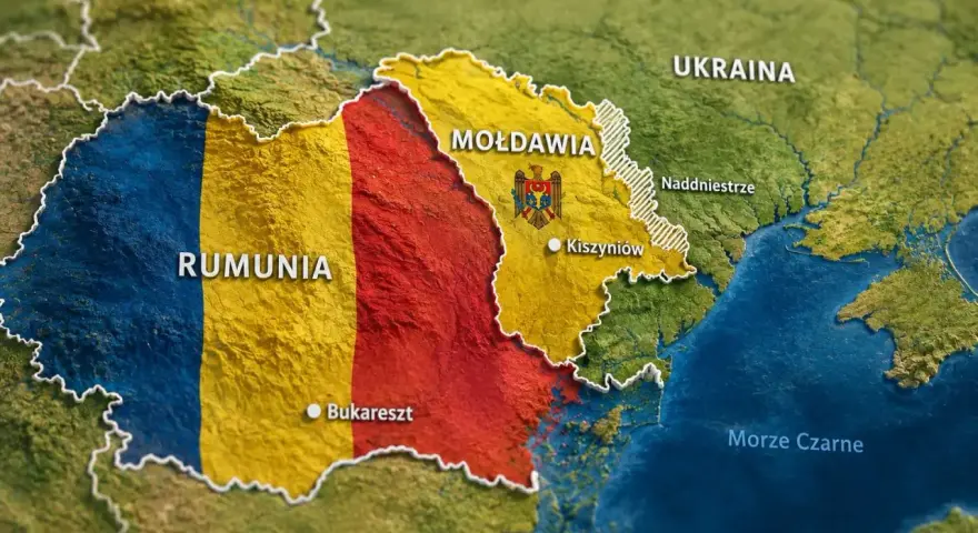 Mapa pokazuje, gdzie jest Mołdawia, obok Rumunii i Ukrainy, nad Morzem Czarnym.
