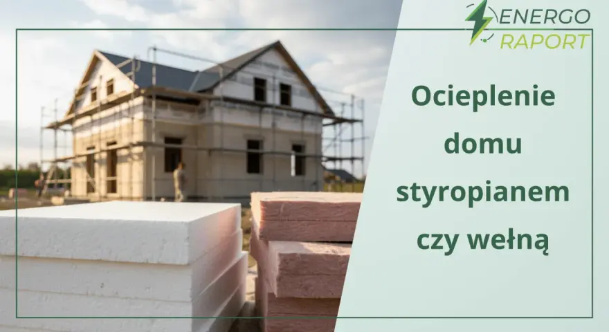 Budowa domu w trakcie, stosy styropianu i wełny. Dowiedz się, ile kosztuje ocieplenie domu, porównując materiały.