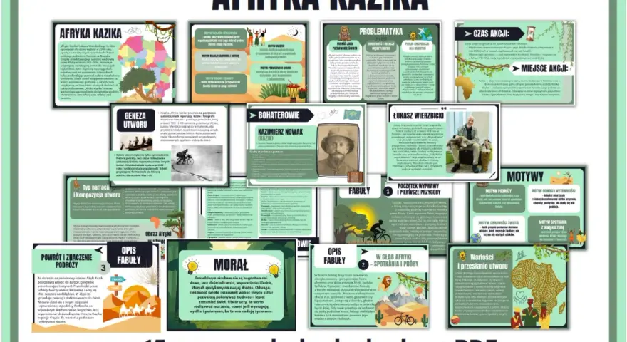 Afryka Kazika: karty PDF z motywami, fabułą i morałem. Poznaj przygody Kazika i jego podróże po Afryce.