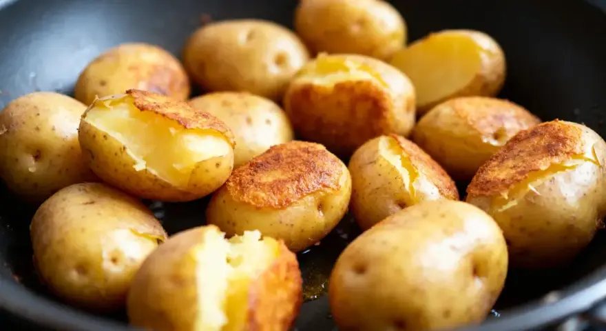 Pommes de terre dorées et tendres, prêtes à être dégustées, parfaites pour une recette Cookeo facile et savoureuse.