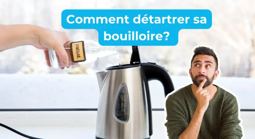 Comment nettoyer une bouilloire avec du vinaigre. Un homme réfléchit à la meilleure façon de détartrer sa bouilloire.