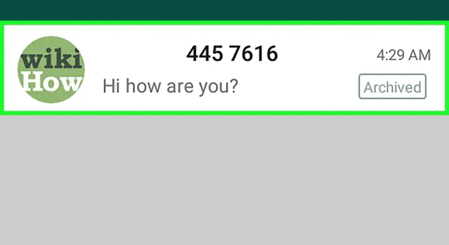 WhatsApp: Archivierte Chats mit WikiHow-Logo und Nachricht.