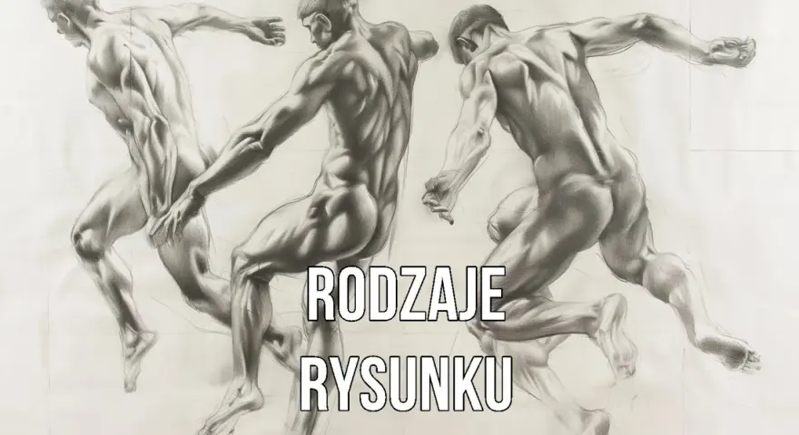 Szkice anatomiczne przedstawiające ruch, ukazujące różne rodzaje rysunku artystycznego.