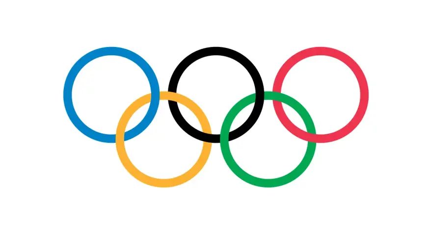 Pięć splecionych kół symbolizujących jedność i ducha sportu - flaga olimpijska.