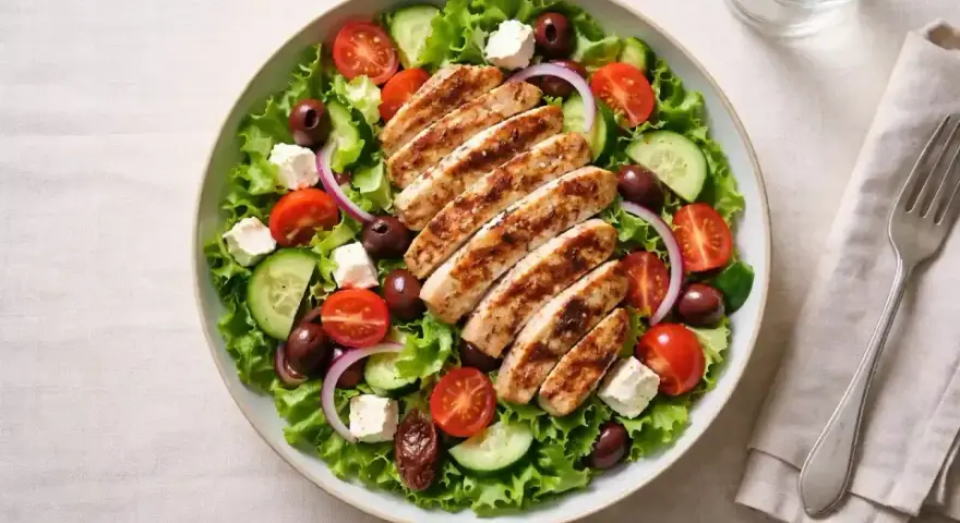 En fräsch sallad med grillad kyckling, inspirerad av Tareq Taylor. Perfekt för en lätt lunch eller middag.