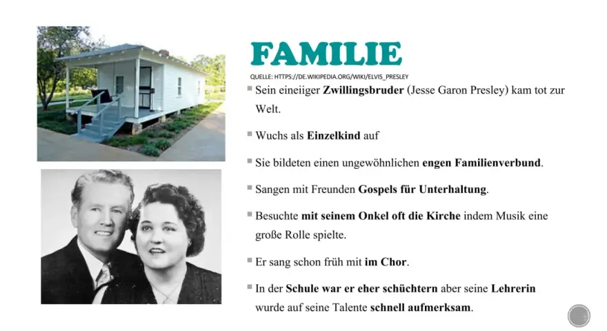 Elvis Presley hatte einen eineiigen Zwillingsbruder, Jesse Garon Presley, der tot zur Welt kam.