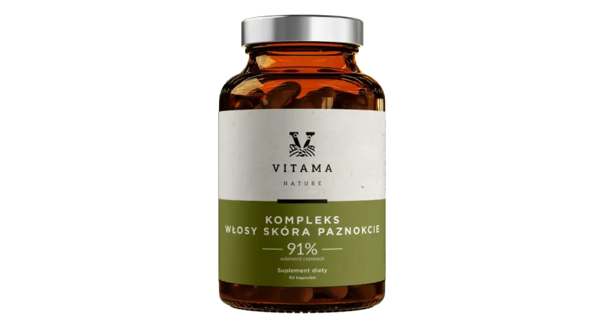Suplement diety Vitama Nature - kompleks na włosy, skórę i paznokcie. Dowiedz się, jakie witaminy na paznokcie znajdziesz w tym produkcie.