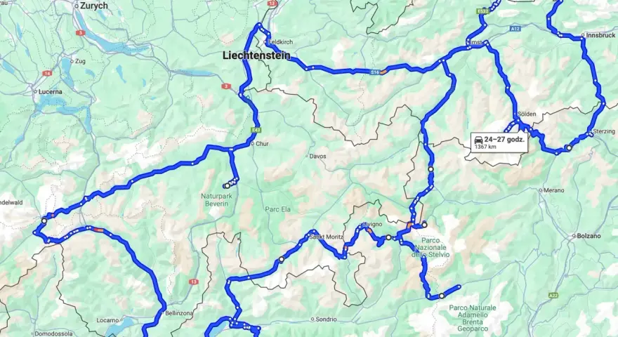 Trasy motocyklowe Austria: malownicza pętla przez Alpy, Liechtenstein i Włochy. 1367 km przygody.