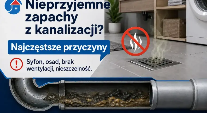 Nieprzyjemne zapachy z kanalizacji? Przyczyną może być brak wentylacji lub zapchane rury. Sprawdź odpowietrzenie szamba i udrożnij kanalizację.