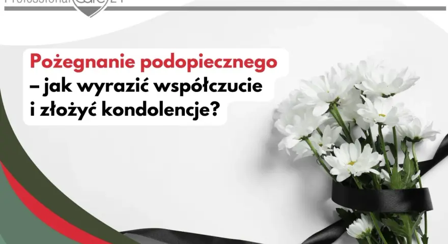 Białe kwiaty z czarną wstęgą, symbolizujące pożegnanie i najszczersze kondolencje.