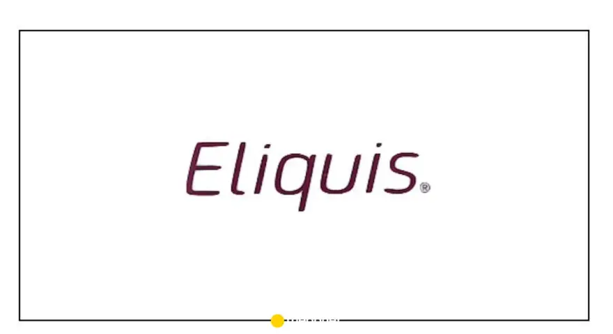 Logo Eliquis w kolorze bordowym na białym tle.