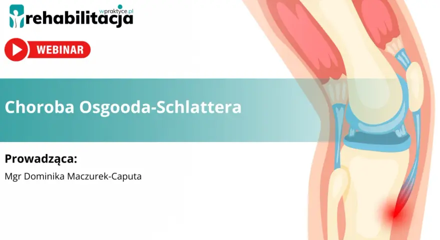 Webinar o chorobie Osgood-Schlatter. Ilustracja kolana z zaznaczonym bólem. Dowiedz się, czego nie wolno robić.