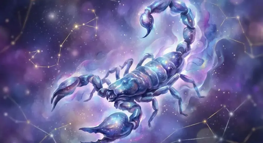Skorpion w kosmicznej poświacie, otoczony konstelacjami. Czy to dowód, dlaczego skorpion to najważniejszy znak zodiaku?