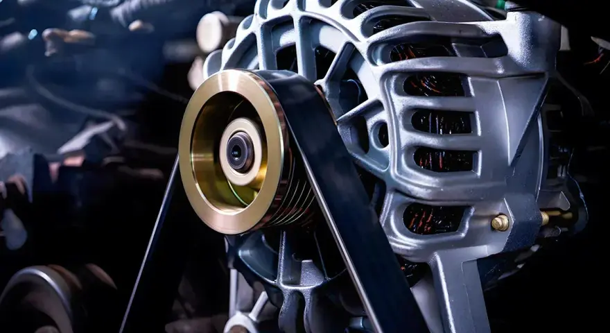 A car alternator, a key component that can a bad alternator drain a battery if it fails to recharge it properly.